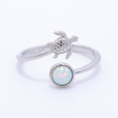 925 Silver Adjustable Opal Turtle Ring, Opal Adjustable Ring, 925 Sterling Silver Jewelry, Turtle Ring