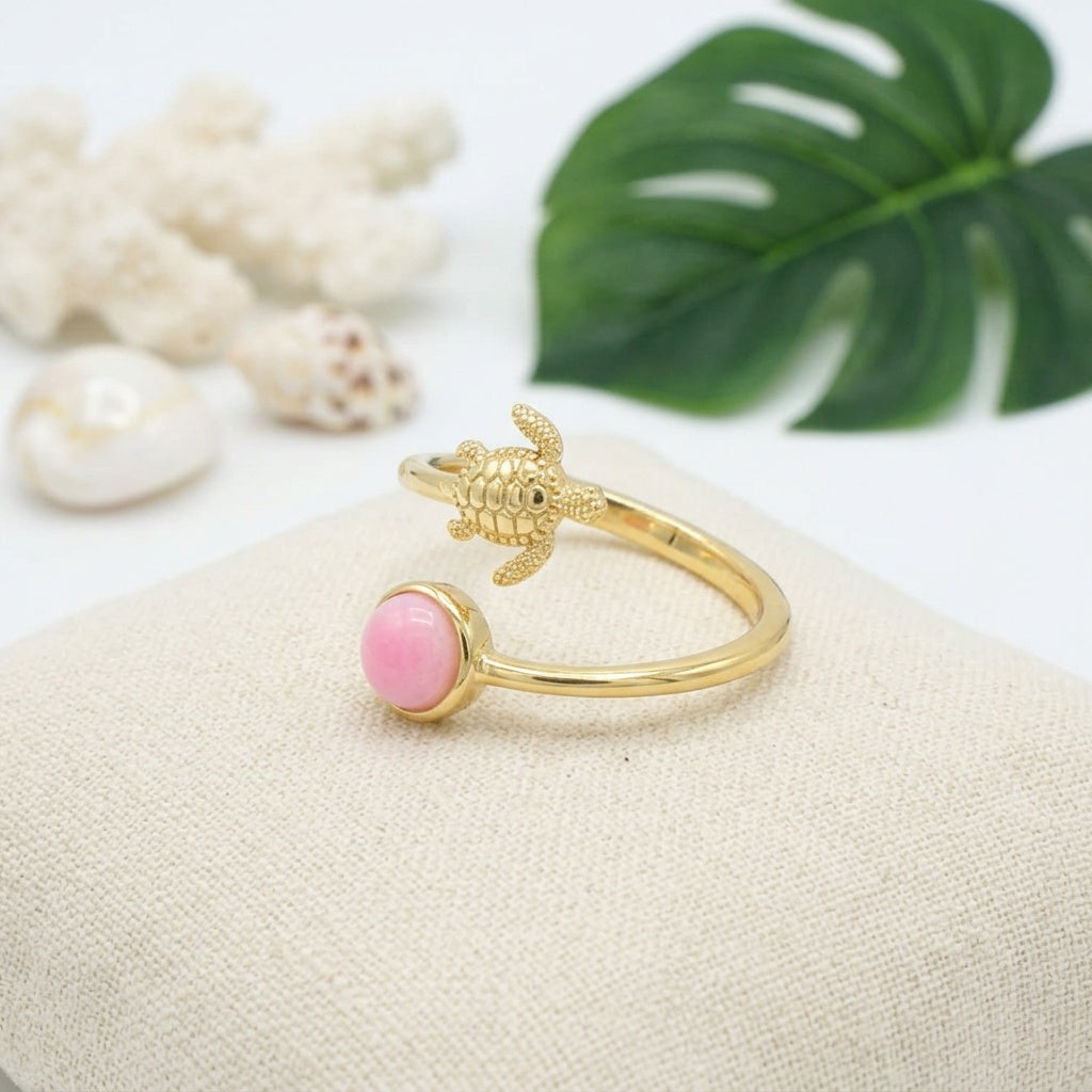 Hawaiian Sea Turtle Queen Conch Shell Bypass Ring - 925 Sterling Silver