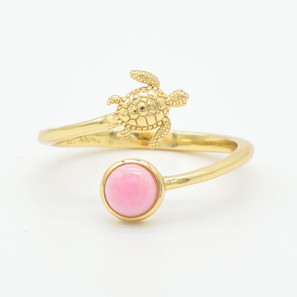 Hawaiian Sea Turtle Queen Conch Shell Bypass Ring - 925 Sterling Silver