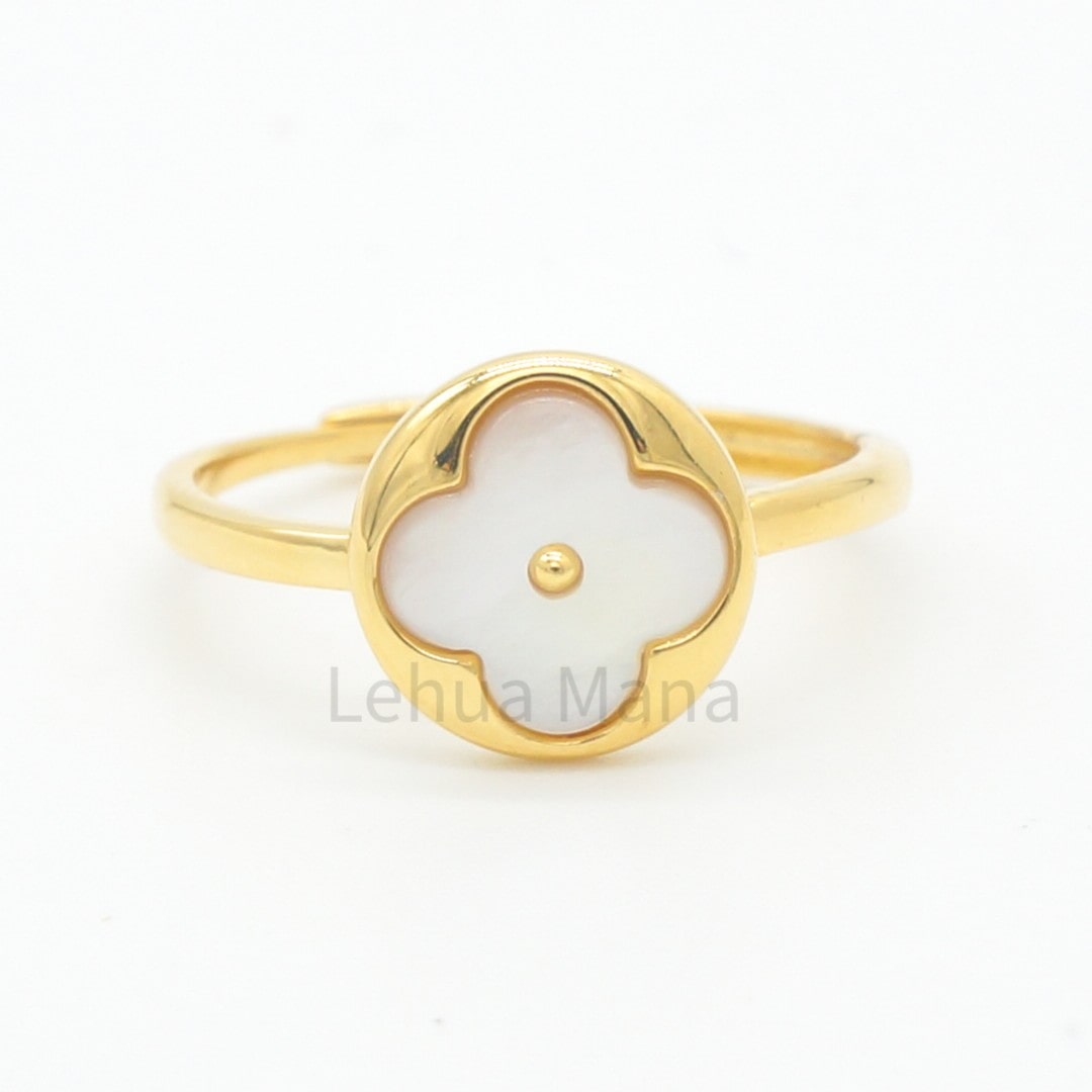 925 Silver Adjustable Round Clover Ring, Silver Adjustable Ring, 925 Sterling Silver Jewelry, Round Clover Ring