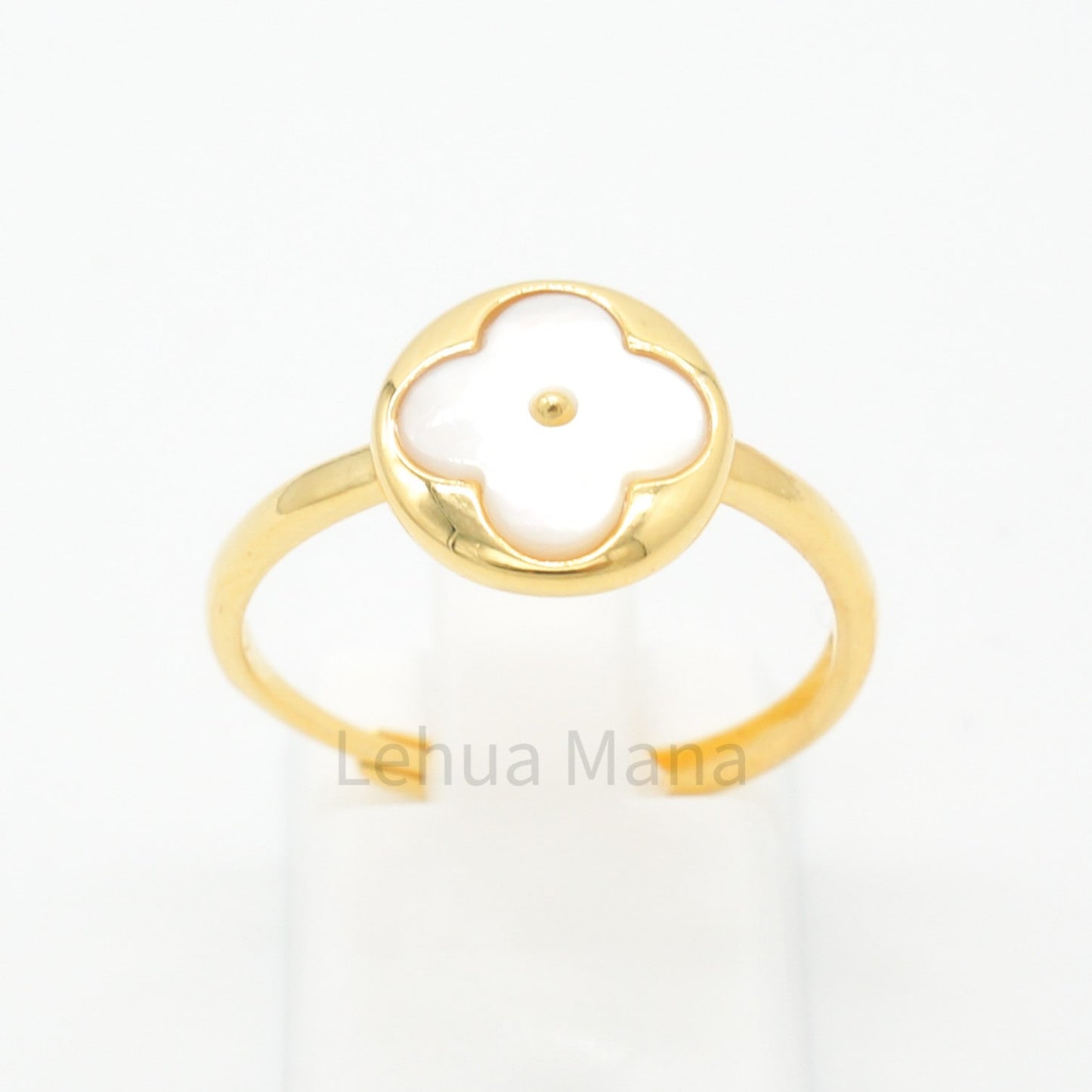 925 Silver Adjustable Round Clover Ring, Silver Adjustable Ring, 925 Sterling Silver Jewelry, Round Clover Ring