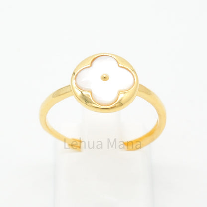 925 Silver Adjustable Round Clover Ring, Silver Adjustable Ring, 925 Sterling Silver Jewelry, Round Clover Ring