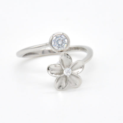 925 Silver Adjustable Flower Ring, Silver Adjustable Ring, 925 Sterling Silver Jewelry, Flower Ring