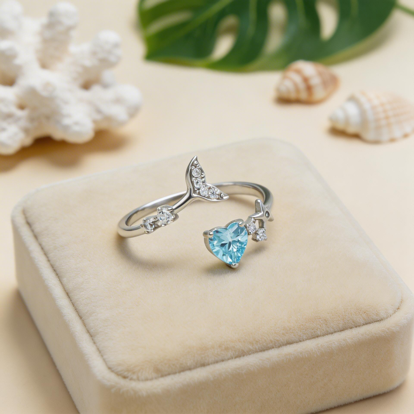 Whale Tail Heart Adjustable Bypass Ring - 925 Sterling Silver