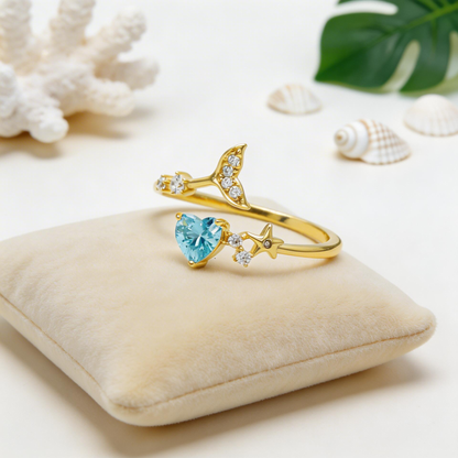 Whale Tail Heart Adjustable Bypass Ring - 925 Sterling Silver