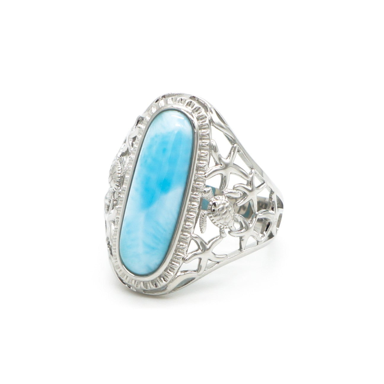 925 Silver Larimar Turtle Ring, Larimar Ring, 925 Sterling Silver Jewelry, Turtle Ring