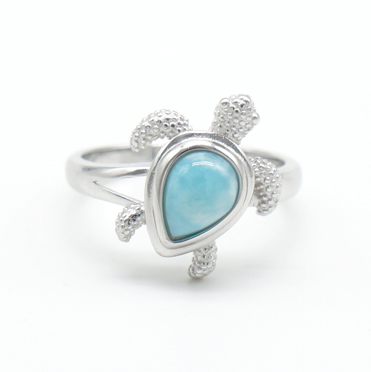 925 Silver Larimar Turtle Ring, Larimar Ring, 925 Sterling Silver Jewelry, Turtle Ring