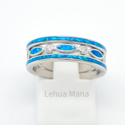 925 Silver Opal 2mm Eternity CZ Ring, Sterling Silver Ring, Opal Ring, 925 Sterling Silver Jewelry, Eternity CZ Ring