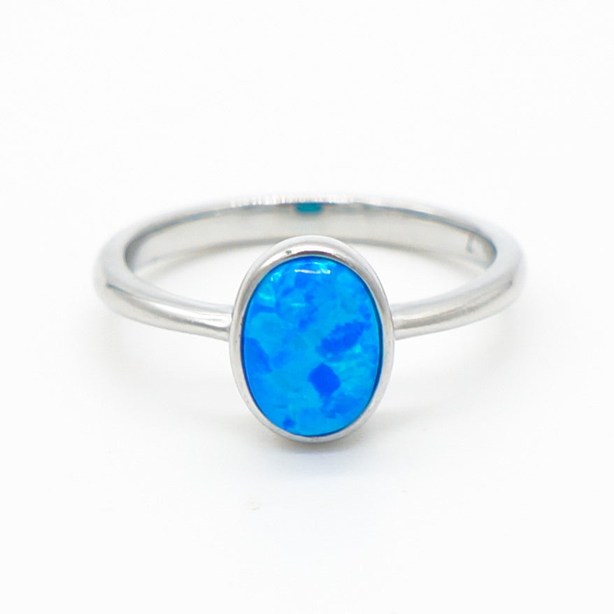 925 Silver Opal Cabochon Ring, Opal Ring, 925 Sterling Silver Jewelry, Cabochon Ring