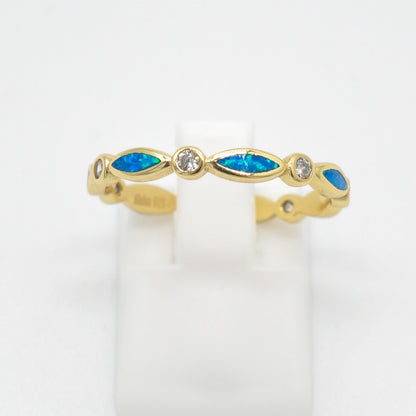 925 Silver Opal Eternity Ring, Opal Ring, 925 Sterling Silver Jewelry, Eternity Ring