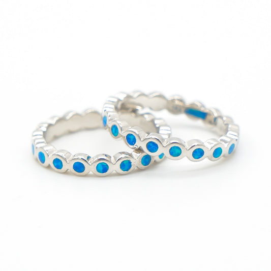 925 Silver Opal Eternity Ring, Opal Ring, 925 Sterling Silver Jewelry, Eternity Ring
