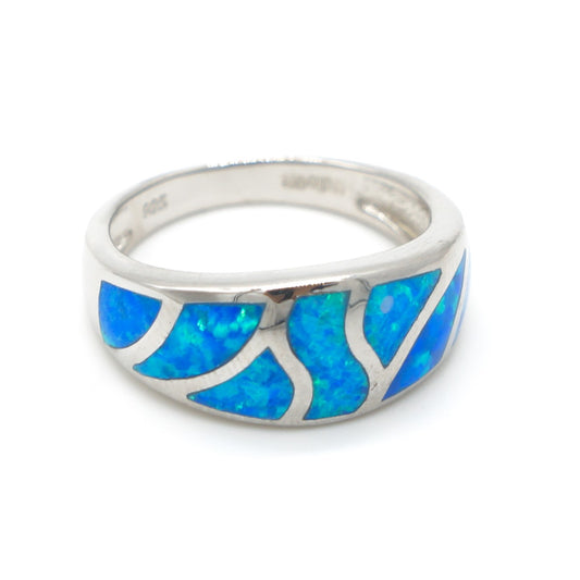 925 Silver Opal Wave Ring, Opal Ring, 925 Sterling Silver Jewelry, Wave Ring