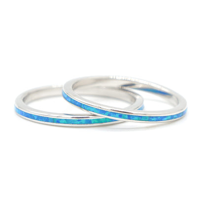 925 Silver Opal 2mm Band Ring, Opal Ring, 925 Sterling Silver Jewelry, Band Ring