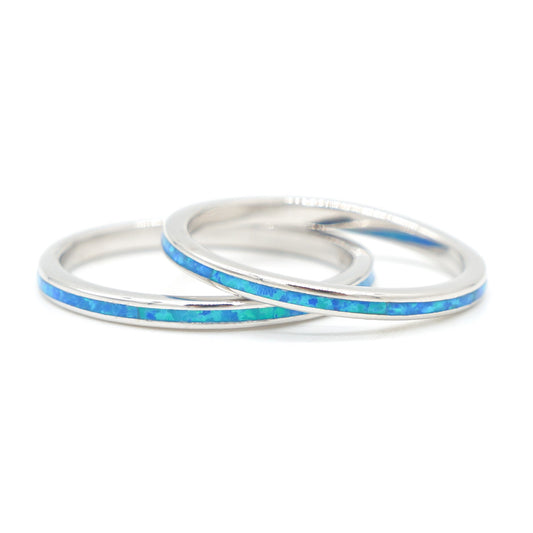 925 Silver Opal 2mm Band Ring, Opal Ring, 925 Sterling Silver Jewelry, Band Ring