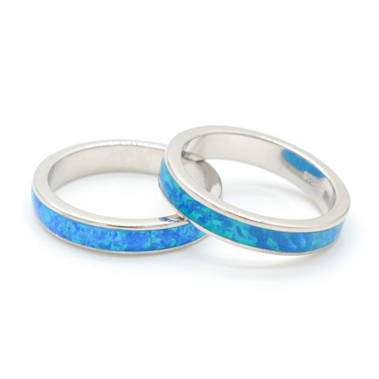 925 Silver Opal 4mm Band Ring, Opal Ring, 925 Sterling Silver Jewelry, Band Ring