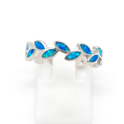 925 Silver Opal Maile Leaves Ring, Opal Ring, 925 Sterling Silver Jewelry, Maile Leaves Ring