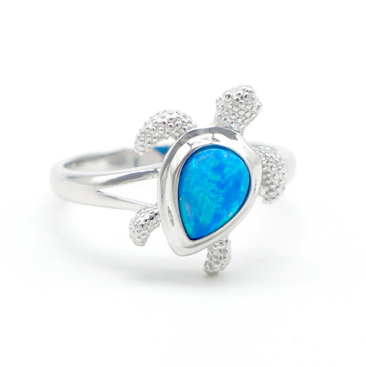 925 Silver Opal Turtle Ring, Opal Ring, 925 Sterling Silver Jewelry, Turtle Ring