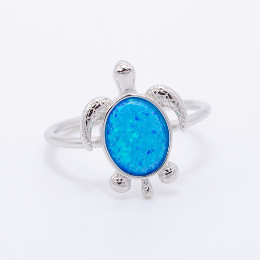925 Silver Opal Turtle Ring, Opal Ring, 925 Sterling Silver Jewelry, Turtle Ring