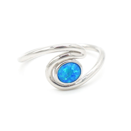 925 Silver Opal Wave Ring, Opal Ring, 925 Sterling Silver Jewelry, Wave Ring