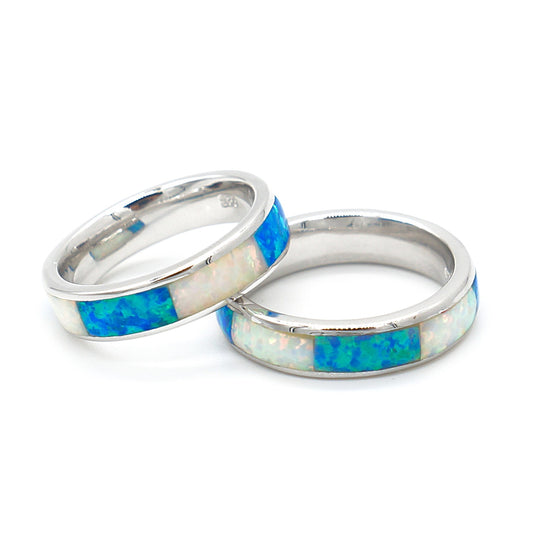 925 Silver Opal 5mm Band Ring, Opal Ring, 925 Sterling Silver Jewelry, Band Ring