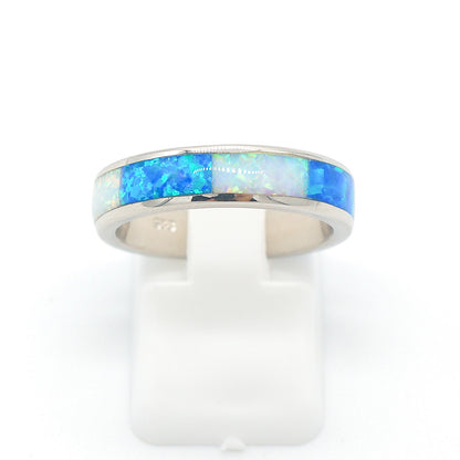 925 Silver Opal 5mm Band Ring, Opal Ring, 925 Sterling Silver Jewelry, Band Ring