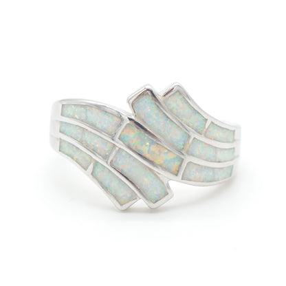 925 Silver Opal Wave Ring, Opal Ring, 925 Sterling Silver Jewelry, Wave Ring
