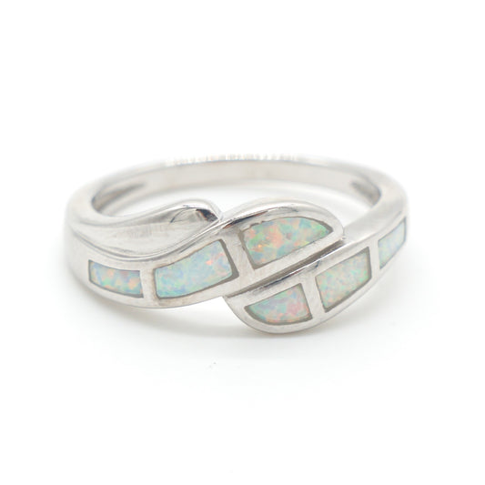 925 Silver Opal Wave Ring, Opal Ring, 925 Sterling Silver Jewelry, Wave Ring