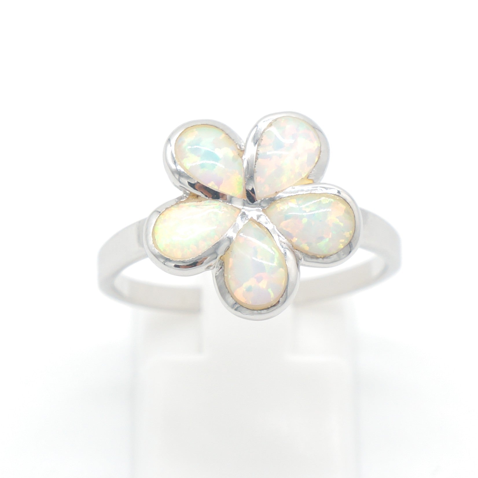925 Silver Opal Flower Ring, Opal Ring, 925 Sterling Silver Jewelry, Flower Ring