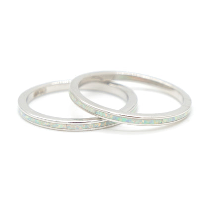925 Silver Opal 2mm Band Ring, Opal Ring, 925 Sterling Silver Jewelry, Band Ring