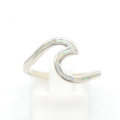 925 Silver Opal Wave Ring, Opal Ring, 925 Sterling Silver Jewelry, Wave Ring