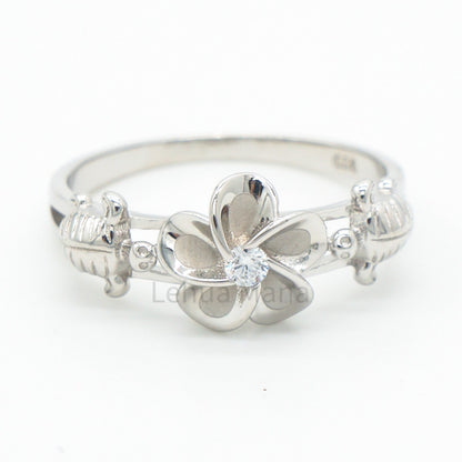 925 Silver Flower Turtle Ring, Silver Ring, 925 Sterling Silver Jewelry, Flower Turtle Ring