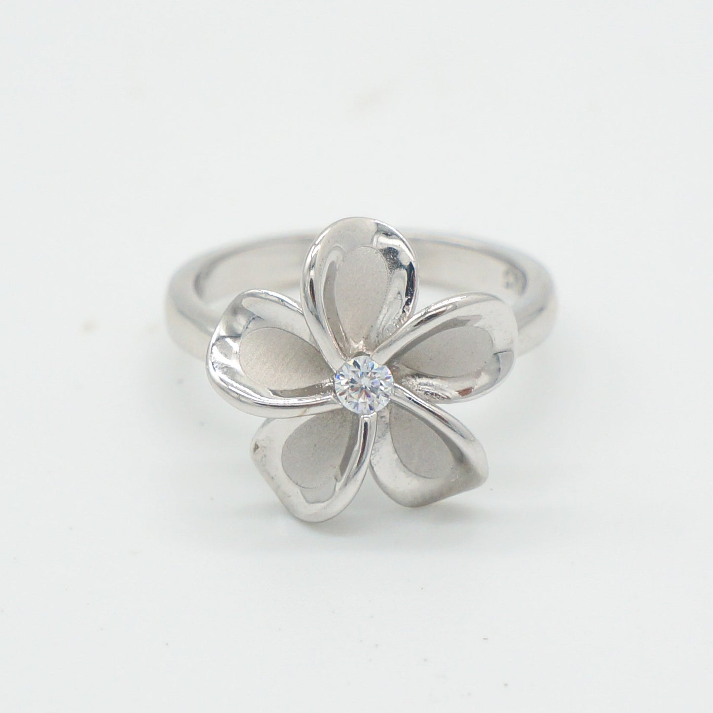 15mm Hawaiian Plumeria Flower Ring - 925 Sterling Silver