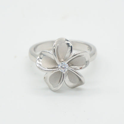 15mm Hawaiian Plumeria Flower Ring - 925 Sterling Silver