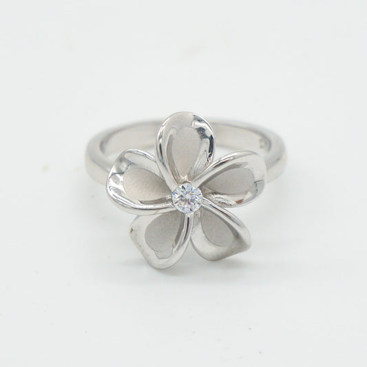 15mm Hawaiian Plumeria Flower Ring - 925 Sterling Silver