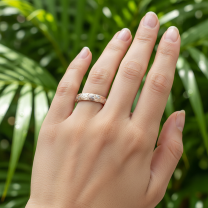 925 Sterling Silver Rose-Gold Plated 4mm Hawaiian Heirloom Flower Scroll Band Ring