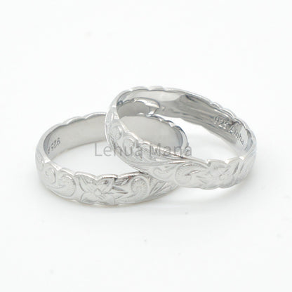 925 Silver 4mm Flower Band Ring, Silver Ring, 925 Sterling Silver Jewelry, 4mm  Flower Band Ring