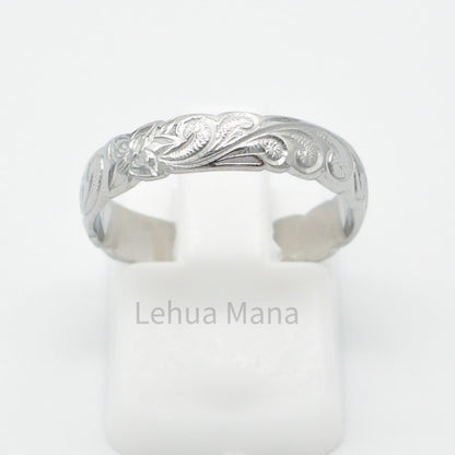925 Silver 4mm Flower Band Ring, Silver Ring, 925 Sterling Silver Jewelry, 4mm  Flower Band Ring
