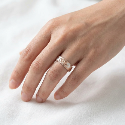 6mm Hawaiian Heirloom Scroll Band Ring - 14K Rose Gold Plated 925 Sterling Silver