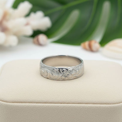 6mm Hawaiian Heirloom Scroll Band Ring - 925 Sterling Silver