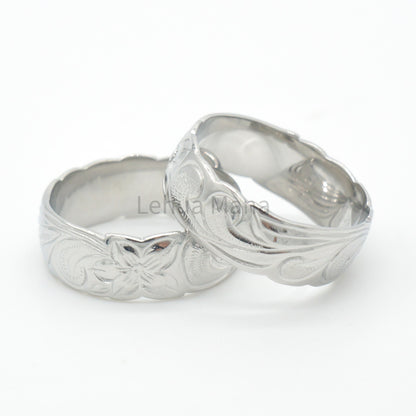925 Silver 8mm Flower Band Ring, Silver Ring, 925 Sterling Silver Jewelry, 8mm  Flower Band Ring