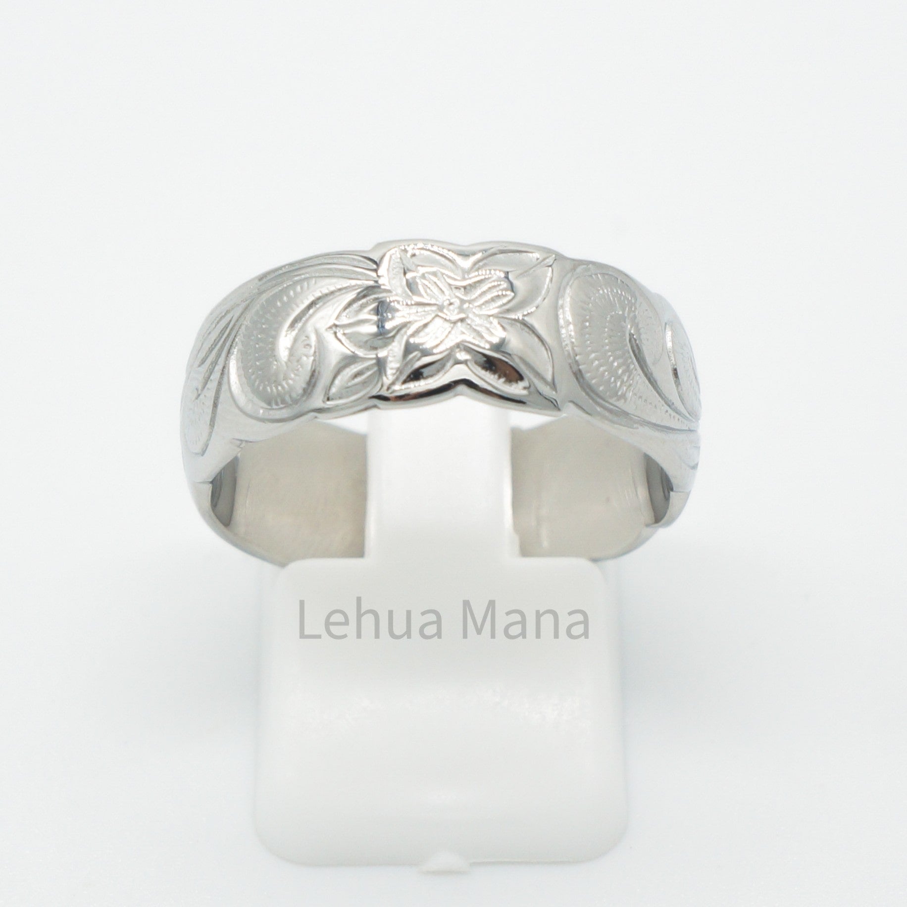925 Silver 8mm Flower Band Ring, Silver Ring, 925 Sterling Silver Jewelry, 8mm  Flower Band Ring