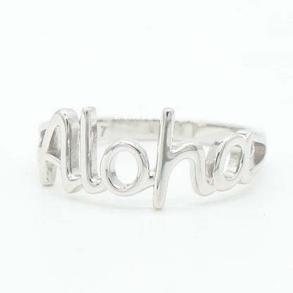 925 Sterling Silver "Aloha" Cutout Hawaiian Script Band Ring