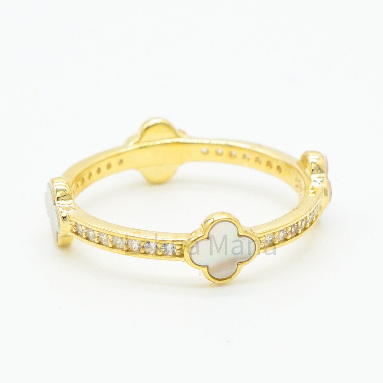 925 Silver CZ Clover Band Ring, Silver Ring, 925 Sterling Silver Jewelry, CZ Clover Ring, CZ Ring