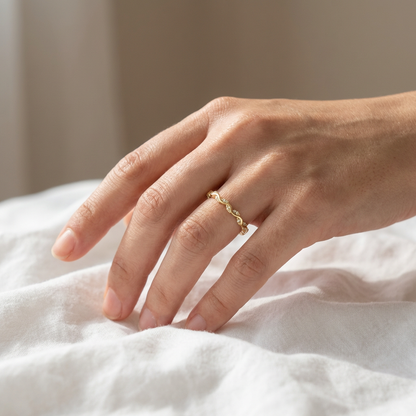Hawaiian Vine CZ Eternity Band - 14K Gold Plated 925 Sterling Silver