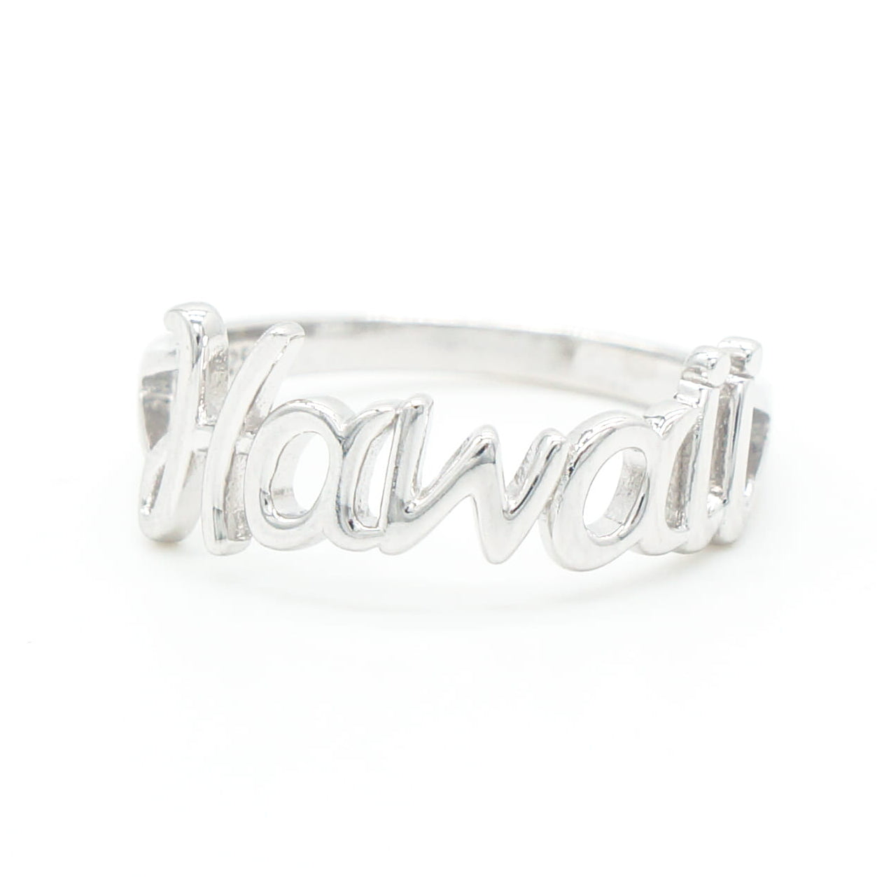 925 Sterling Silver "Hawaii" Cutout Script Band Ring