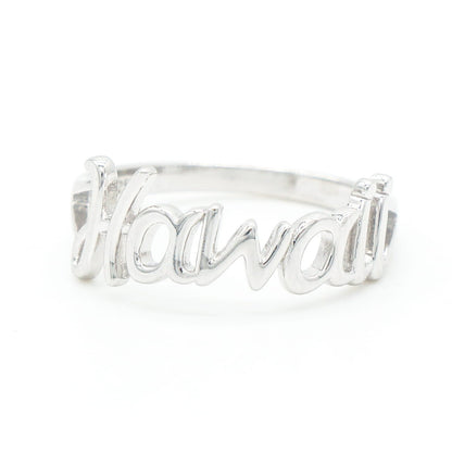 925 Sterling Silver "Hawaii" Cutout Script Band Ring