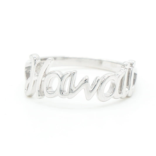 925 Sterling Silver "Hawaii" Cutout Script Band Ring