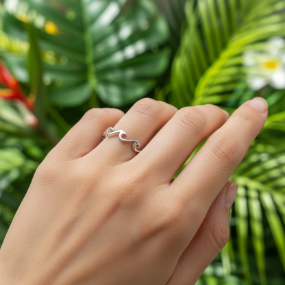 925 Sterling Silver Eternity Hawaiian Ocean Wave Band Ring