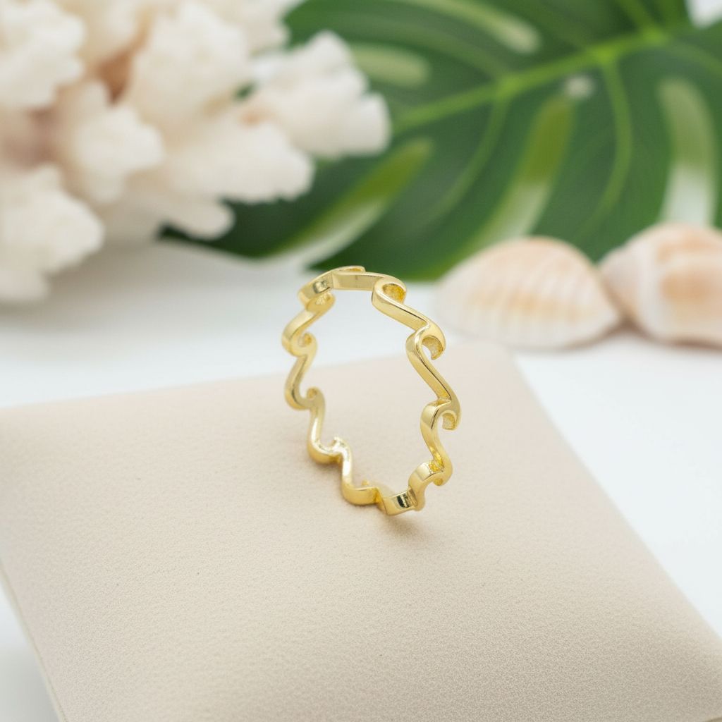 925 Sterling Silver Eternity Hawaiian Ocean Wave Band Ring