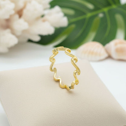 925 Sterling Silver Eternity Hawaiian Ocean Wave Band Ring